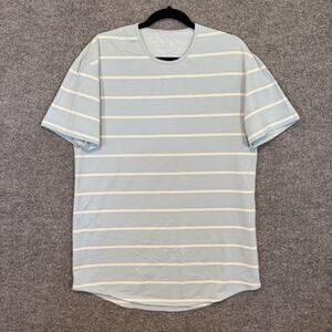 Bylt Shirt Mens Large Blue Striped Drop Cut Lux Stretch Athleisure Gym